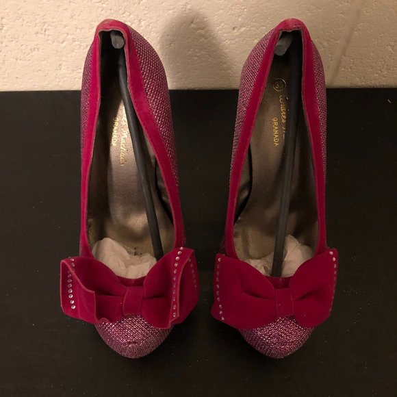 Fuchsia Andres Machado Sparkle Heels - Picture 1 of 7